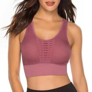 2PK BUNDLE Women's High Impact Sports Bra Tank Top - DARK PINK, BLACK & White